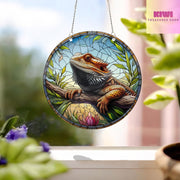 Bearded Dragon ACRYLIC window hanging, Reptile lovers gift, Lizard decor, Bearded Dragon decor, Faux Stained Glass, Not suncatcher
