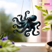 Black Octopus ACRYLIC window hanging, Octopus Window Hangings, Horror Octopus gift, Mother's day gift,, Home Decor, scary octopus