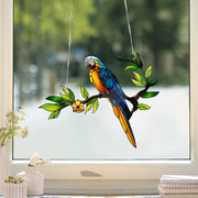 Blue Parrot FAUX Stained Glass, parrot Acrylic Window Hanging, Wall Art, Bird lovers gift, Bird Nerds, Mothers day gift, NOT Suncatcher
