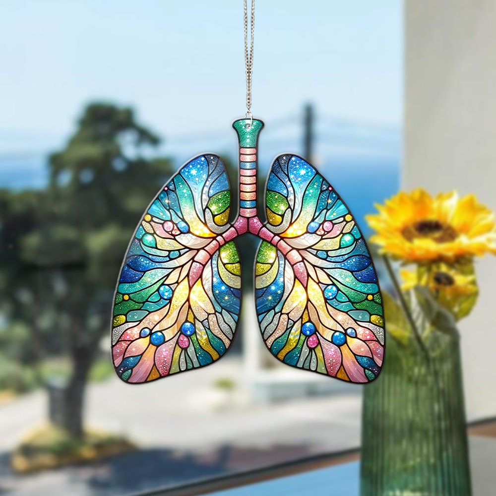 Aesthetic LunG Window Hanging, Lung Acrylic Window hanging, Respiratory Therapist Gift,  Pulmonologist Gift, Lung surgery gift,