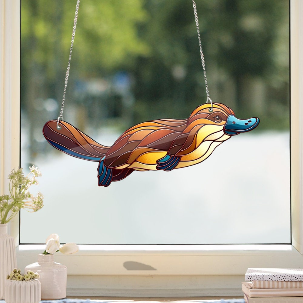 Platypus Acrylic Window Hanging, Platypus lovers gift, Animal lover, Mothers day gift, faux stained glass, gift for mom, Funny Platypus