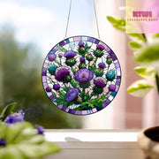 Purple Thistles ACRYLIC Window Hanging, Flowers lovers gift, Mother's day gift, Kitchen decor, Grandma gift, MOTHER'S DAY gift set 2025