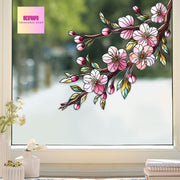Sakura Twig Branch Transparent Vinyl Decal, Window Art, Home decor, Gardener gift, Mother's day gift, Sakura flower decal, Housewarming gift