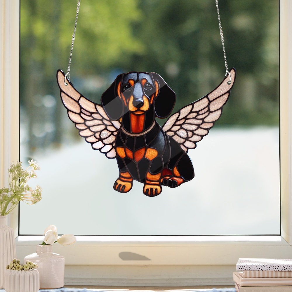 Dachshund Memorial FAUX Stain Glass, Dachshund Gift, Loss Of Pet Gift, Memorial Gift, Dog Mom Gift, Pet Lover Gift, Pet Loss, Memorial Gift