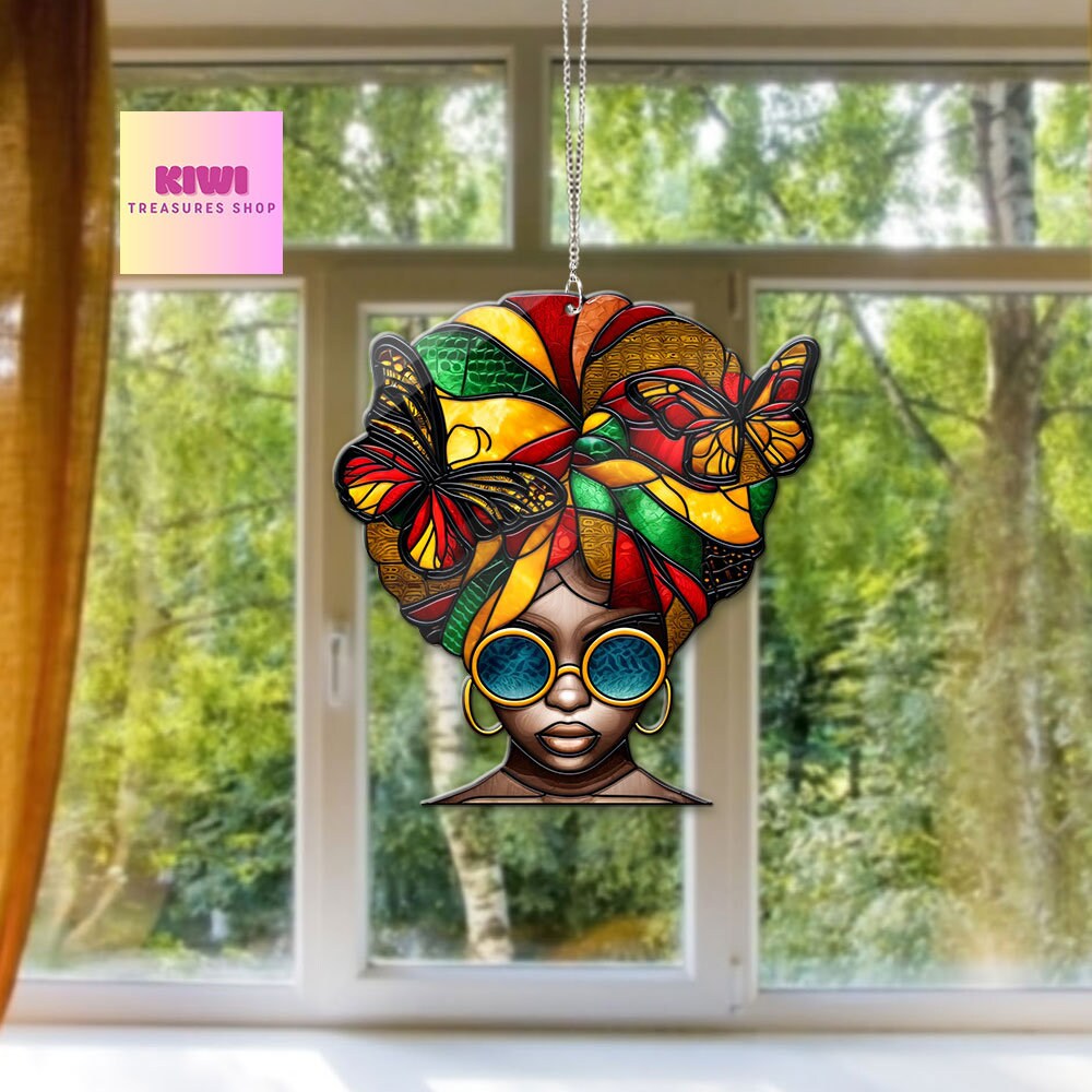 Afro Juneteenth girl ACRYLIC window hanging, Black Woman Window Hangings, 1865 vibes, Home decoration, gift for black daughter