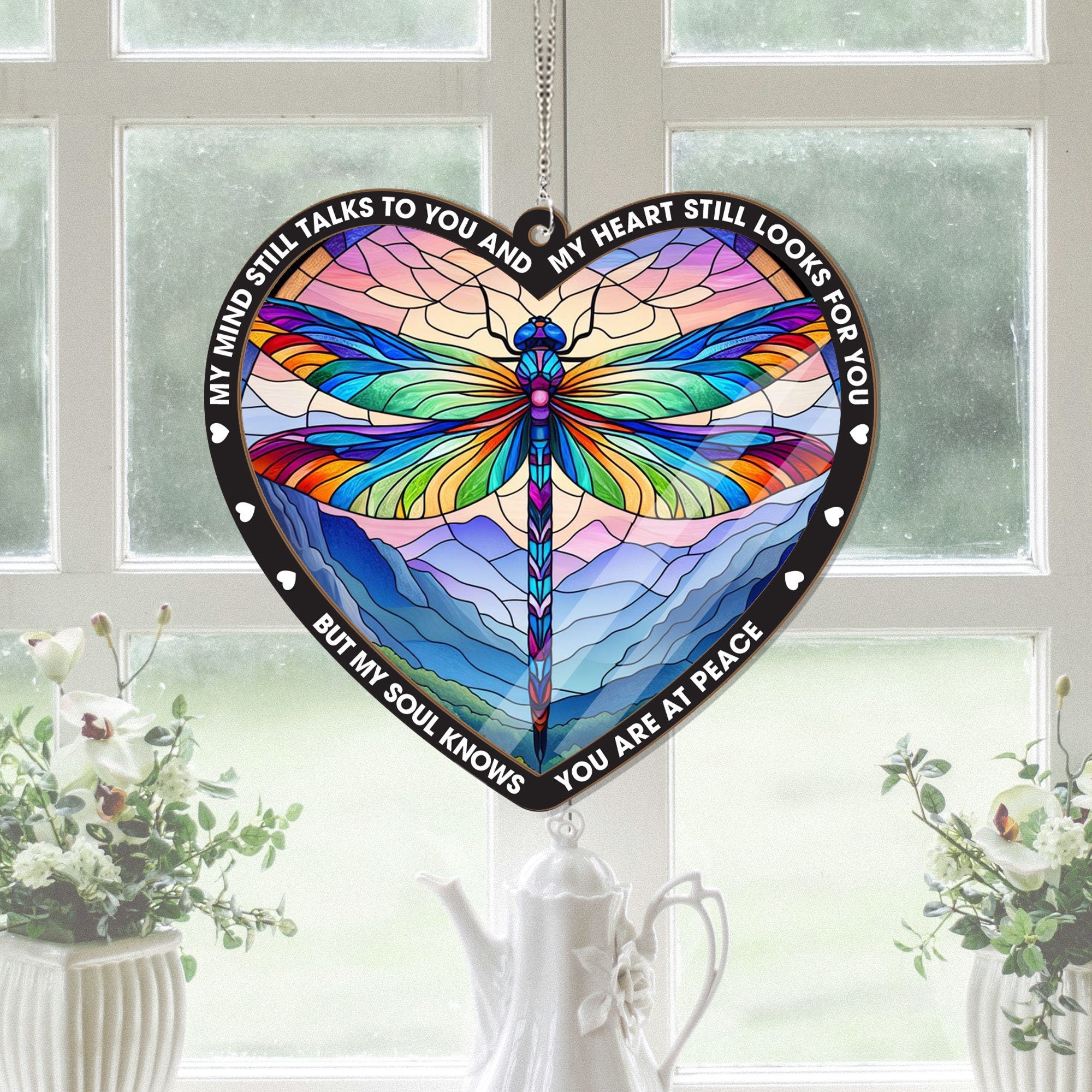 Loss Of Lover Suncatcher ornament, Memorial Gift, Mom Memorial, Dad Memorial, Gift For Family, Dragonfly Memorial Decor,Loss Of Loves One