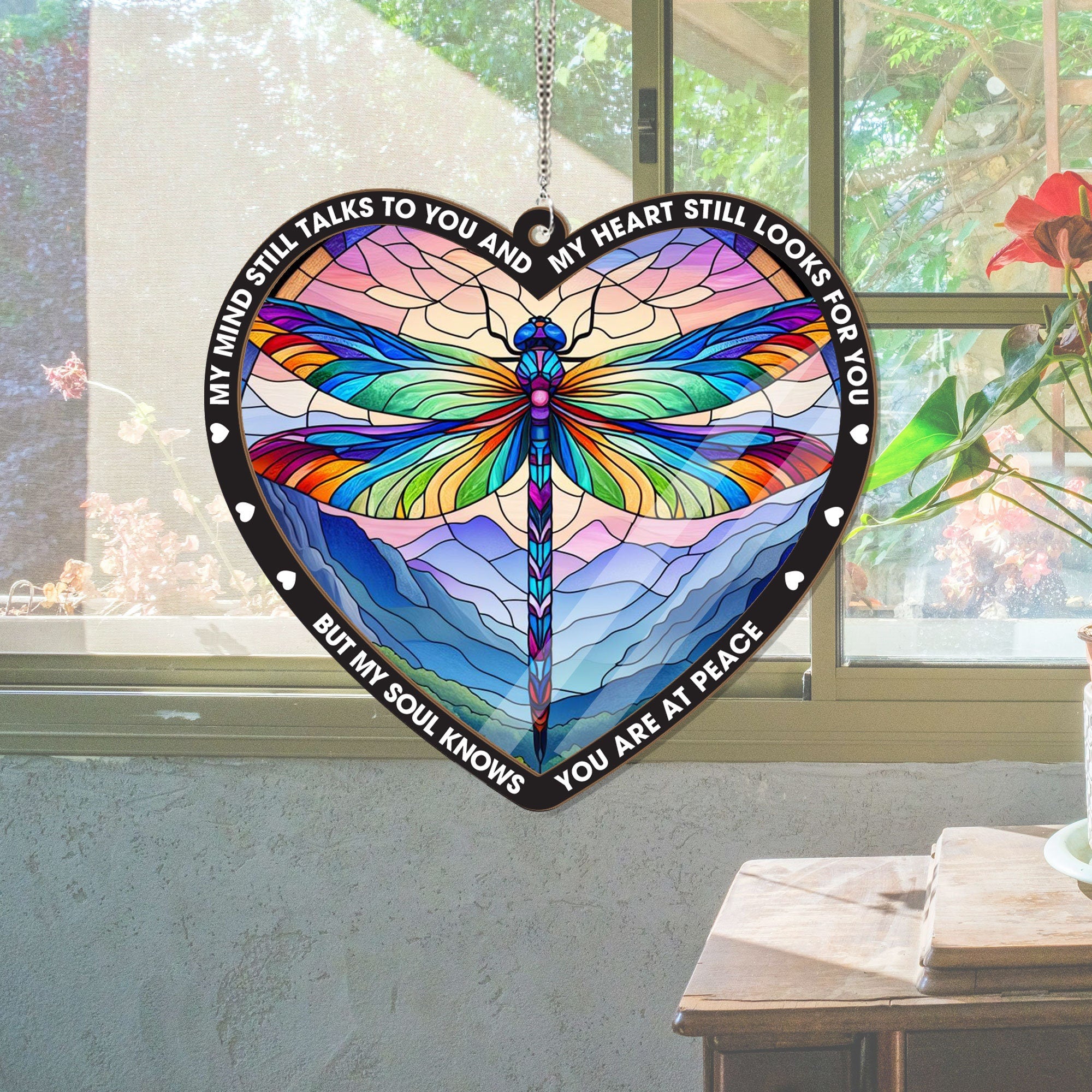 Loss Of Lover Suncatcher ornament, Memorial Gift, Mom Memorial, Dad Memorial, Gift For Family, Dragonfly Memorial Decor,Loss Of Loves One