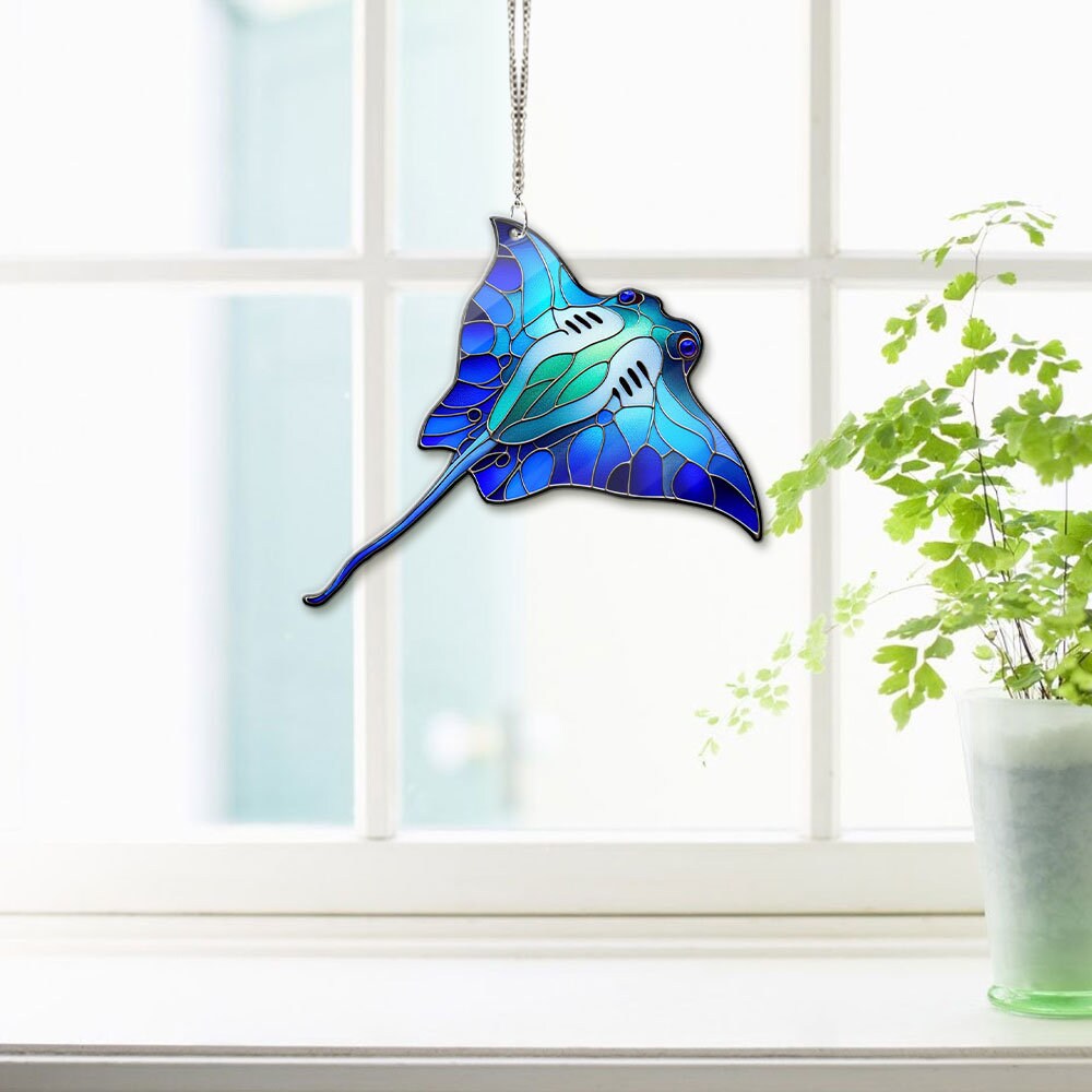Stingray acrylic window hanging, Stingray Fish Acrylic Window Hangings, NOT suncatcher, Ocean Animal Ornament, Sea Home Decor