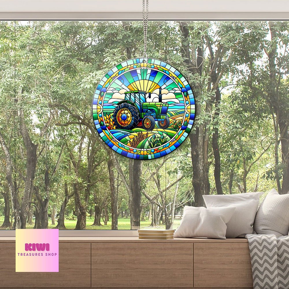 Tractor Acrylic Window Hangings, Gift for Farmer, Father's day, Farmhouse decoration, Gift for Grandpa, Home decor, Unique Father's day gift