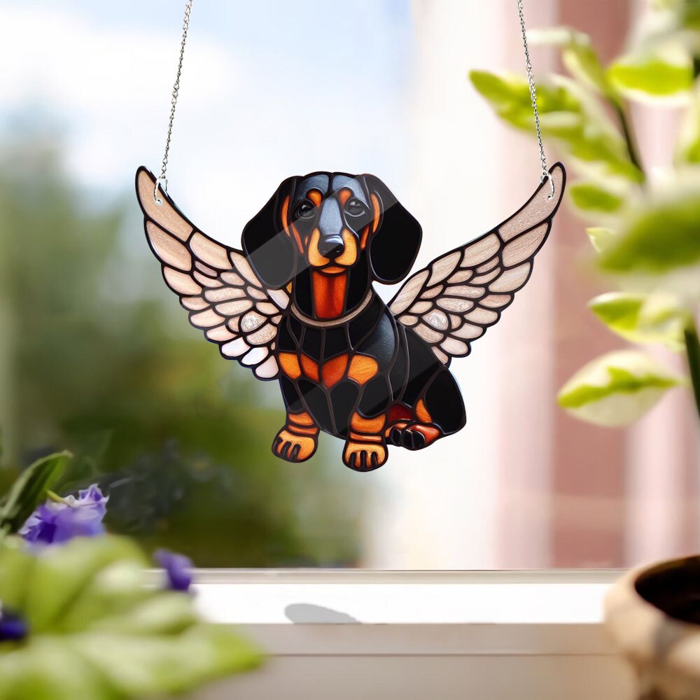 Dachshund Memorial FAUX Stain Glass, Dachshund Gift, Loss Of Pet Gift, Memorial Gift, Dog Mom Gift, Pet Lover Gift, Pet Loss, Memorial Gift