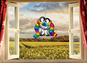 LGBT Penguin Couple Window Hanging, Gay Couple Acrylic Art, LGBTQ+,LGBT couple gift, Rainbow home decor, Anniversary gift