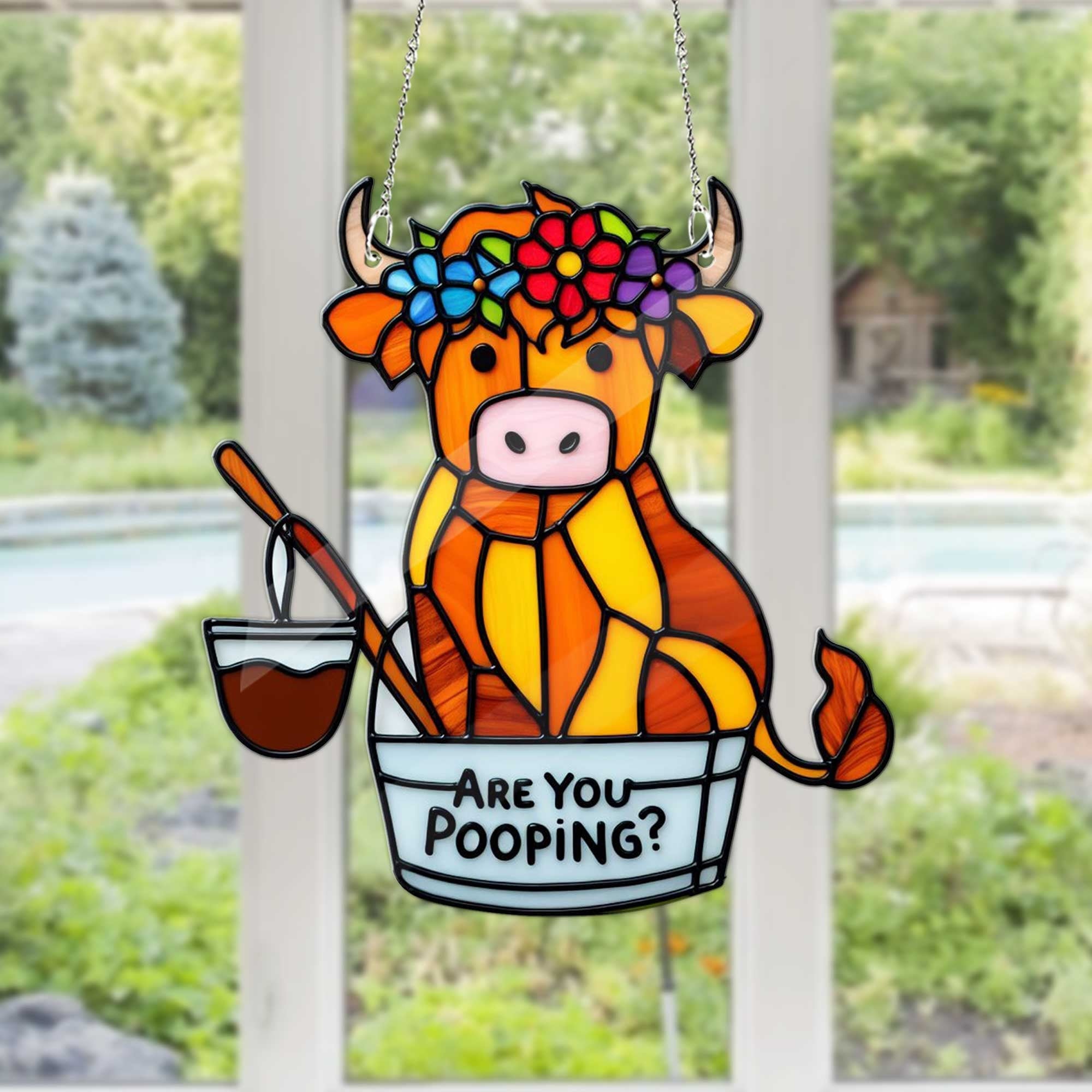 Cute Cow Are You Pooping ACRYLIC window hanging, Cow Acrylic Window Hanging, Cow  lovers gift, Funny barn house window decor, NOT suncatcher