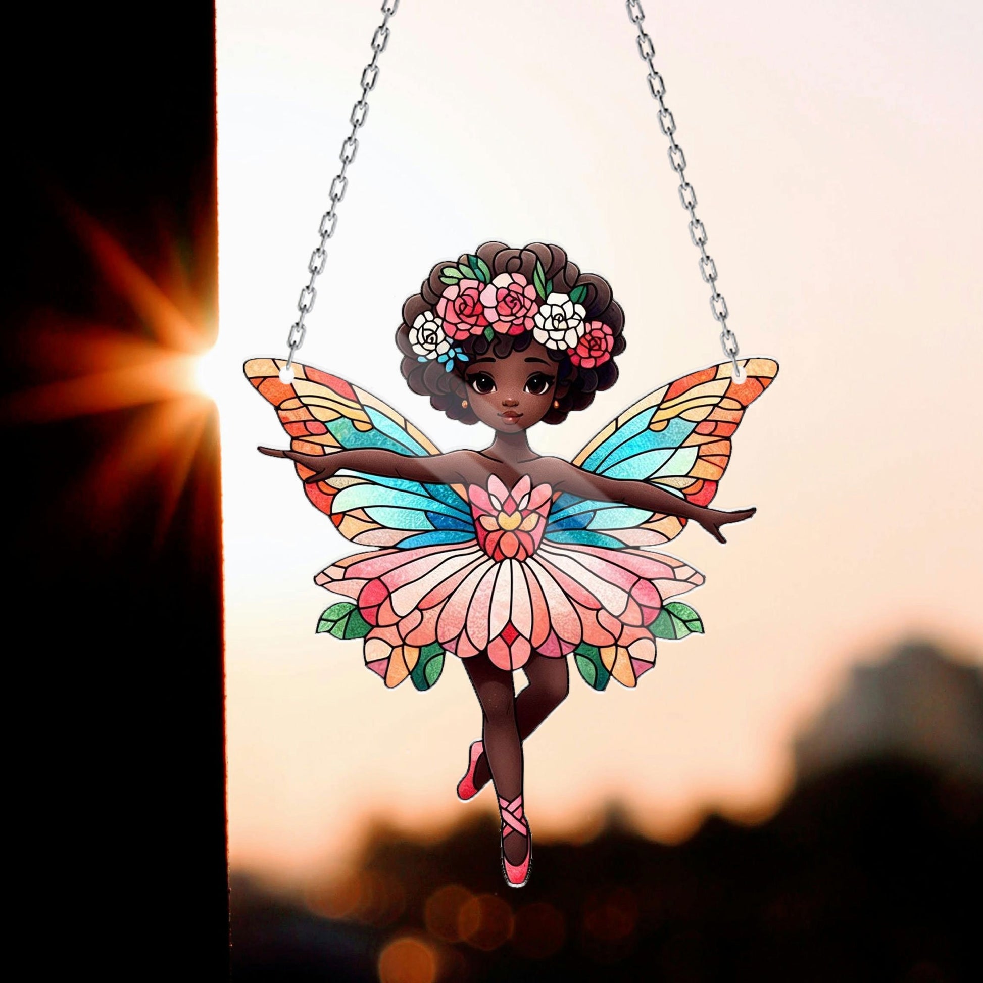 Little Black Girl Ballerina Window Hanging, Ballet Butterly Wings Black Girl Gift, Dance Mom Gift, Ballet ACRYLIC Window Sign, Multi-designs