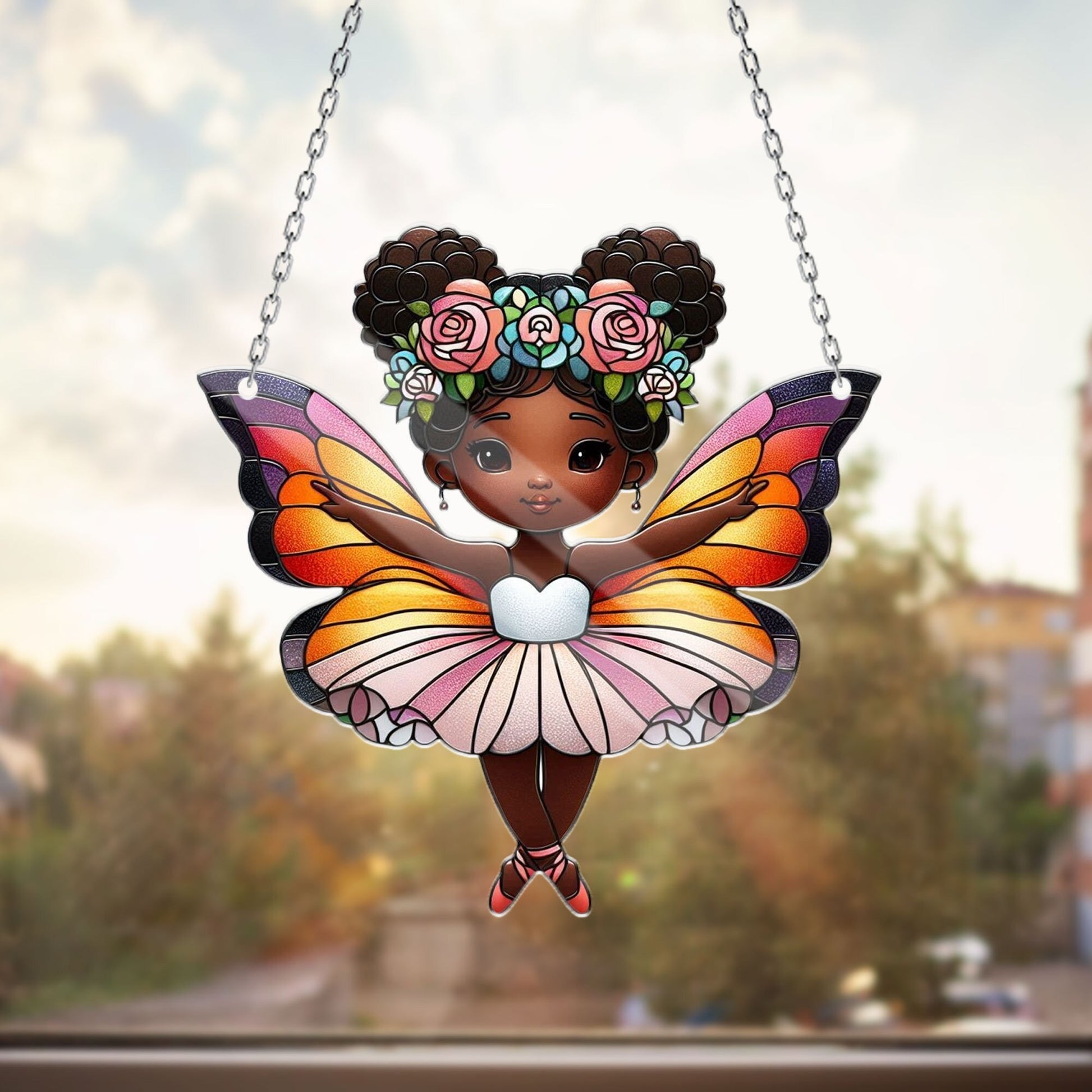 Little Black Girl Ballerina Window Hanging, Ballet Butterly Wings Black Girl Gift, Dance Mom Gift, Ballet ACRYLIC Window Sign, Multi-designs