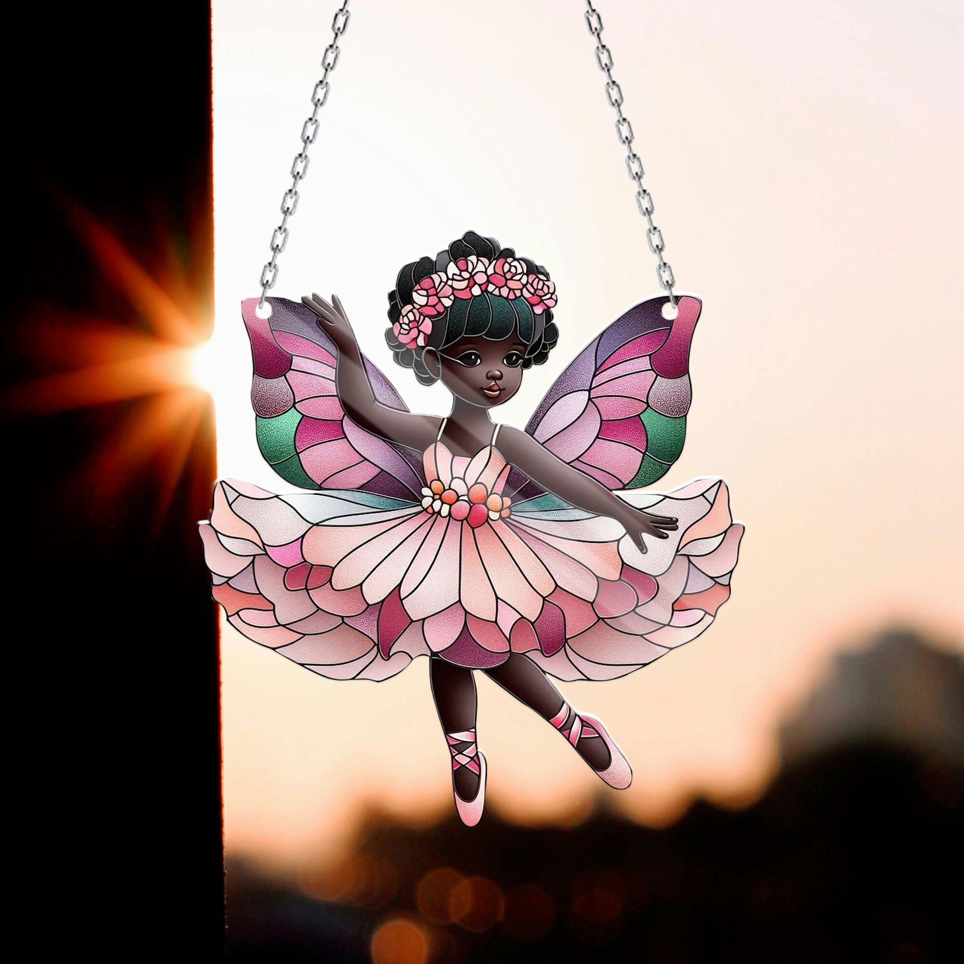Little Black Girl Ballerina Window Hanging, Ballet Butterly Wings Black Girl Gift, Dance Mom Gift, Ballet ACRYLIC Window Sign, Multi-designs