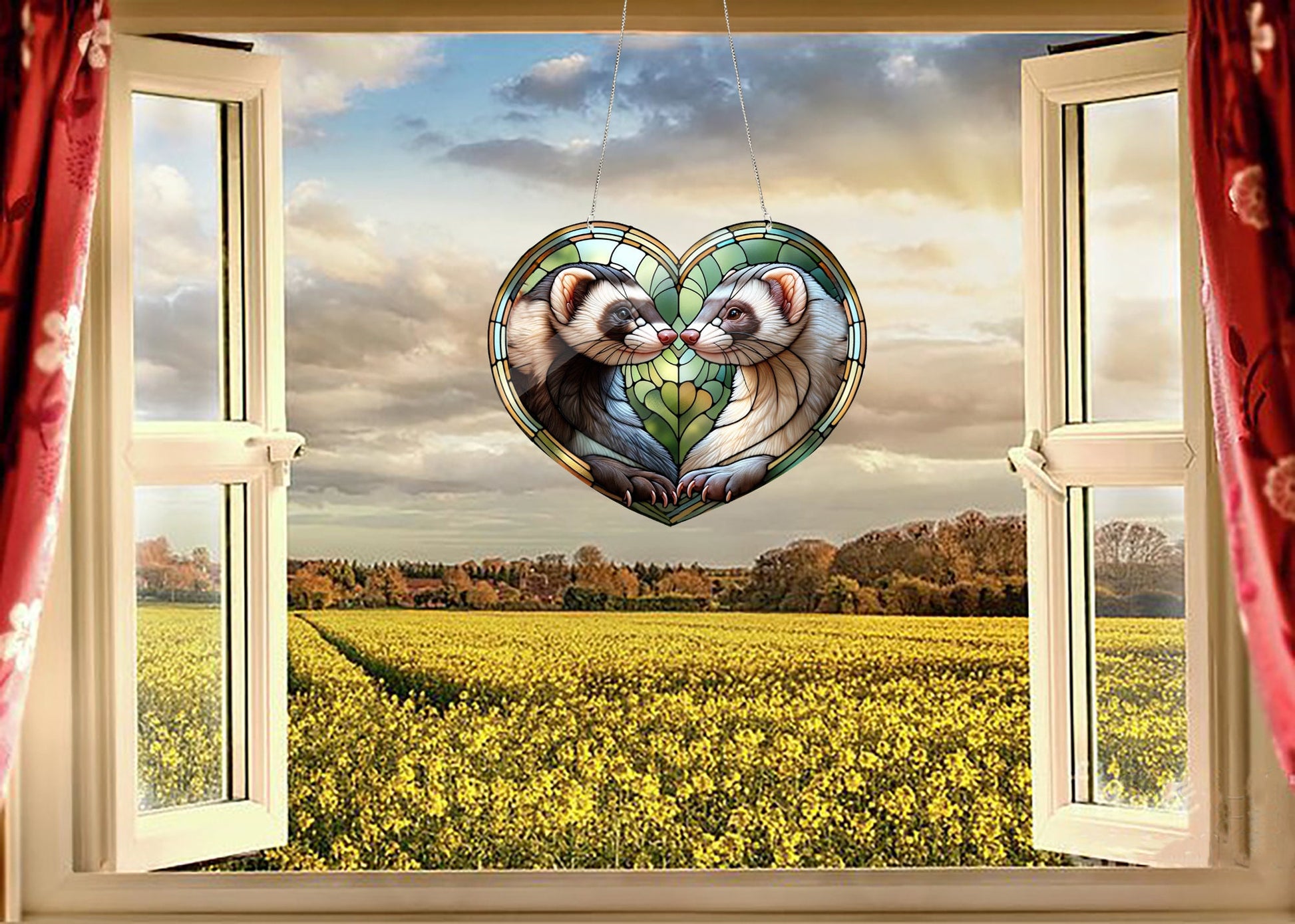 Ferret Couple ACRYLIC window hanging, Ferret Window Hangings, Couple gift, Anniversary gift, Bedroom decor, gift for wife, Not suncatcher