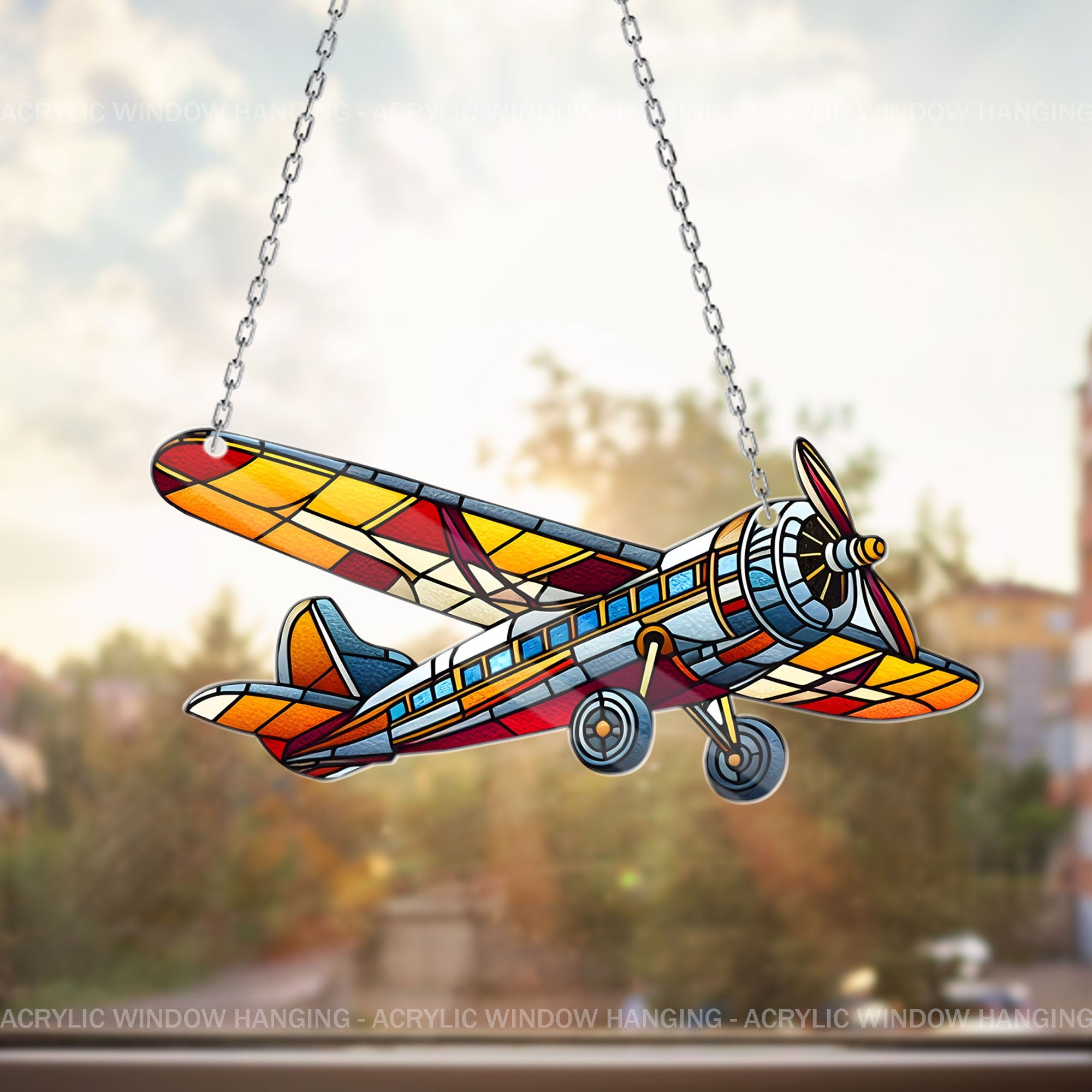 Biplane ACRYLIC Window hanging, 2d Biplane Acrylic Window Decor, Perfect Gift For Home, Airplane Hanging, Aviation Pilot Gift