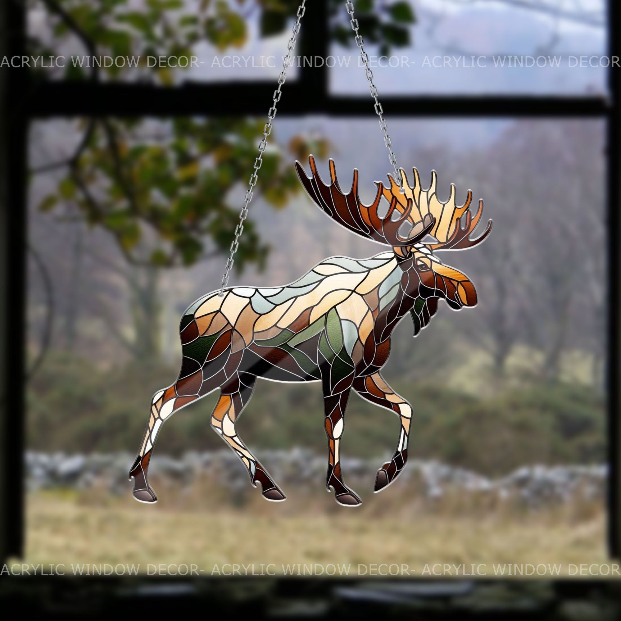 Moose Window Hanging, Hunting Gift, Moose Lover Gift, Moose ACRYLIC Window Hanging, Rustic Home Decor for Moose Lovers, Perfect Hunting Gift