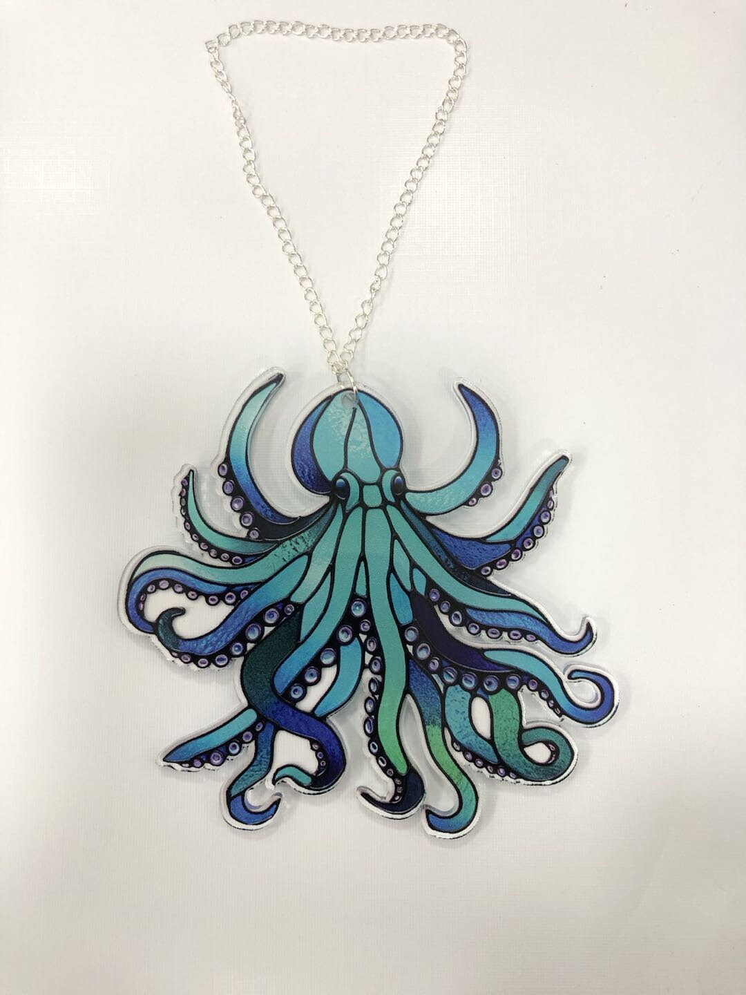 Blue Octopus ACRYLIC window hanging, Octopus Window Hangings, Sea Octopus gift, Mother's day gift, Faux Stained Glass, not suncatcher