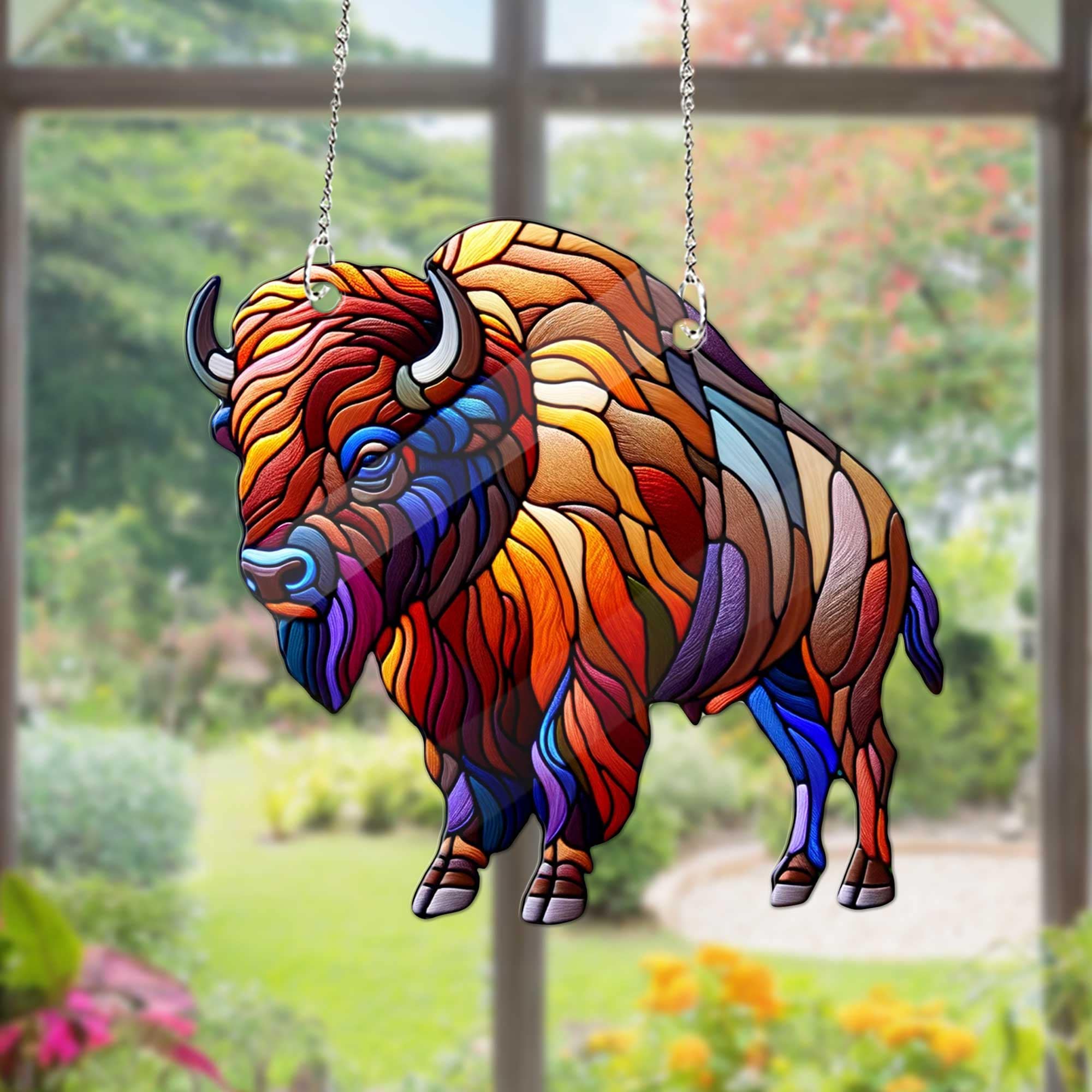 Bison ACRYLIC window hanging- Farmhouse decor, Bison Home Decor, Bison Lovers Gift, farmer gift, houswarming gift
