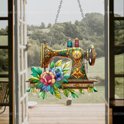 Floral Sewing Machine Acrylic Window Hanging, Flower Decor for Sewing Lovers, Charming Mom Gift, Crafty Decor Mother's day gift set 2025