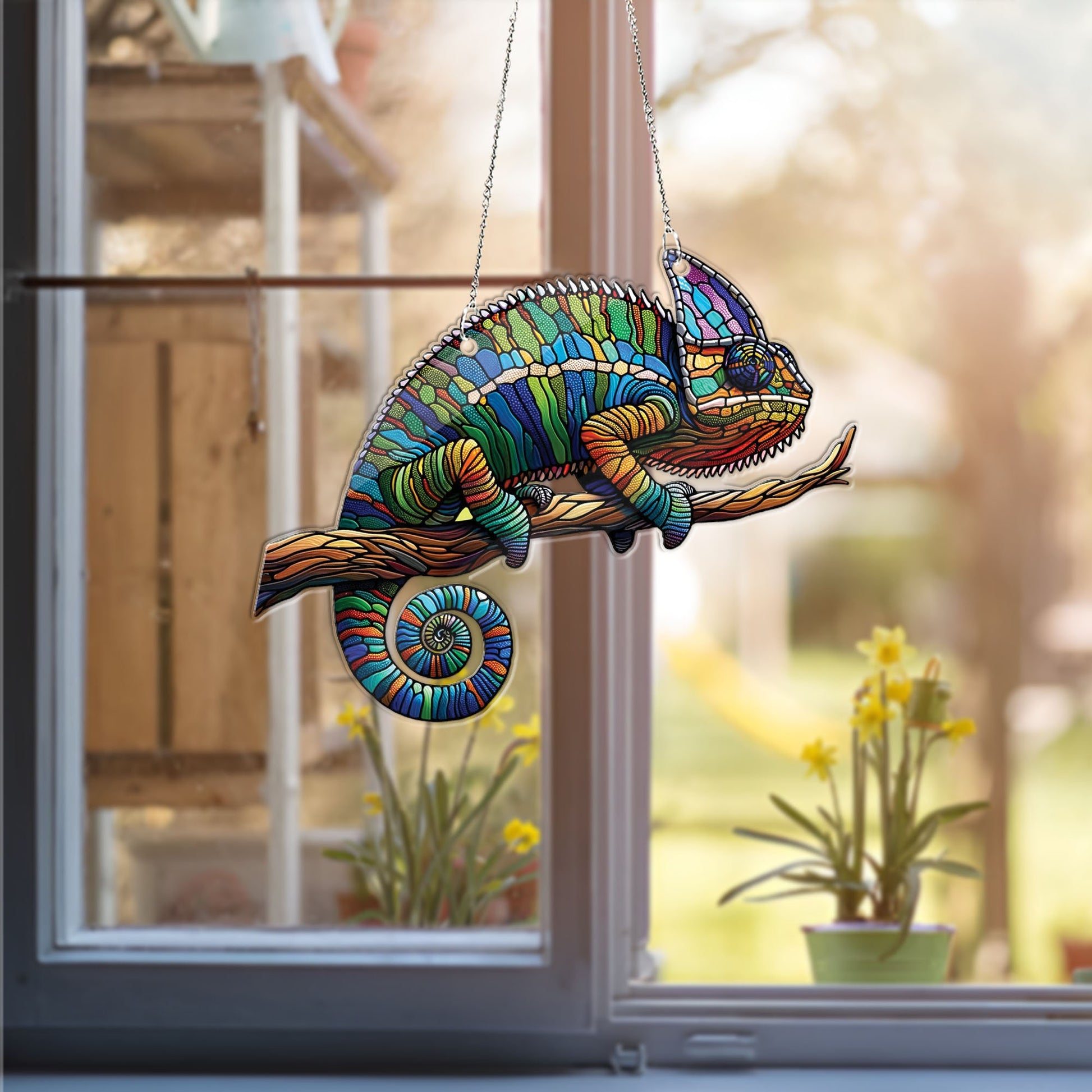 Chameleon ACRYLIC Window Hanging, Colorful Chameleon Decor, Animal Home Decor, Animal Gift, Animal Lover Gift, Yard Decor, New Home Gift