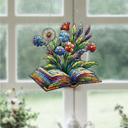 Floral Book ACRYLIC Window Hanging, Flower Book Gift, Teacher Gift, Bookish Gift, Book Lover Gift,Gift For Teacher,Teacher Appreciation Gift