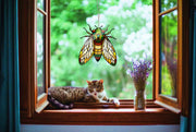 Elegant and Vibrant Cicada ACRYLIC window hanging - Brighten Your Space, Home Decor, Cicada 2024 Event Brood XIX & XIII Emergence Sign Decor