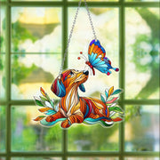 Dachshund and Butterfly Window Hanging, Dog Mom Gift, Dog Lover Gift, Dachshund ACRYLIC Window Hanging, Dachshund Lover Gift, Garden Sign