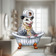 Opossum in bathroom Acrylic Window Hangings, Funny opossum hanging, trashy decor, Bathroom decor, Funny opossum lovers gift