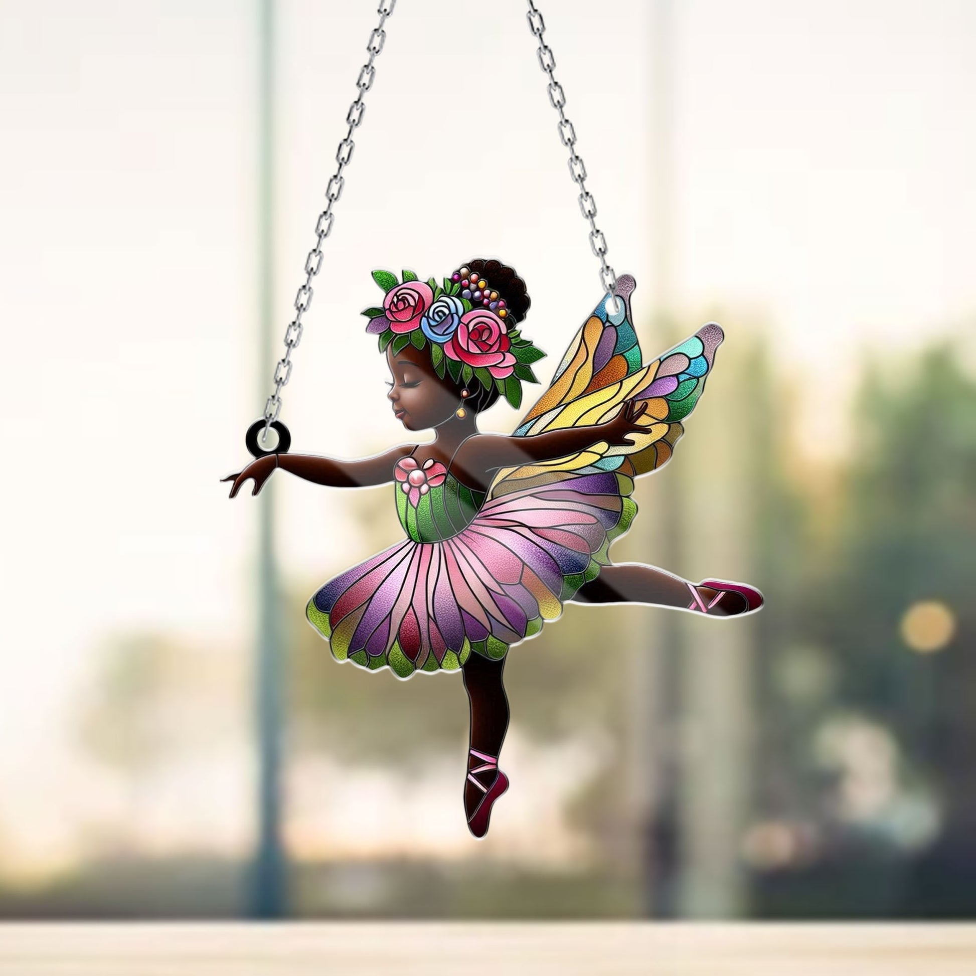 Little Black Girl Ballerina Window Hanging, Ballet Butterly Wings Black Girl Gift, Dance Mom Gift, Ballet ACRYLIC Window Sign, Multi-designs