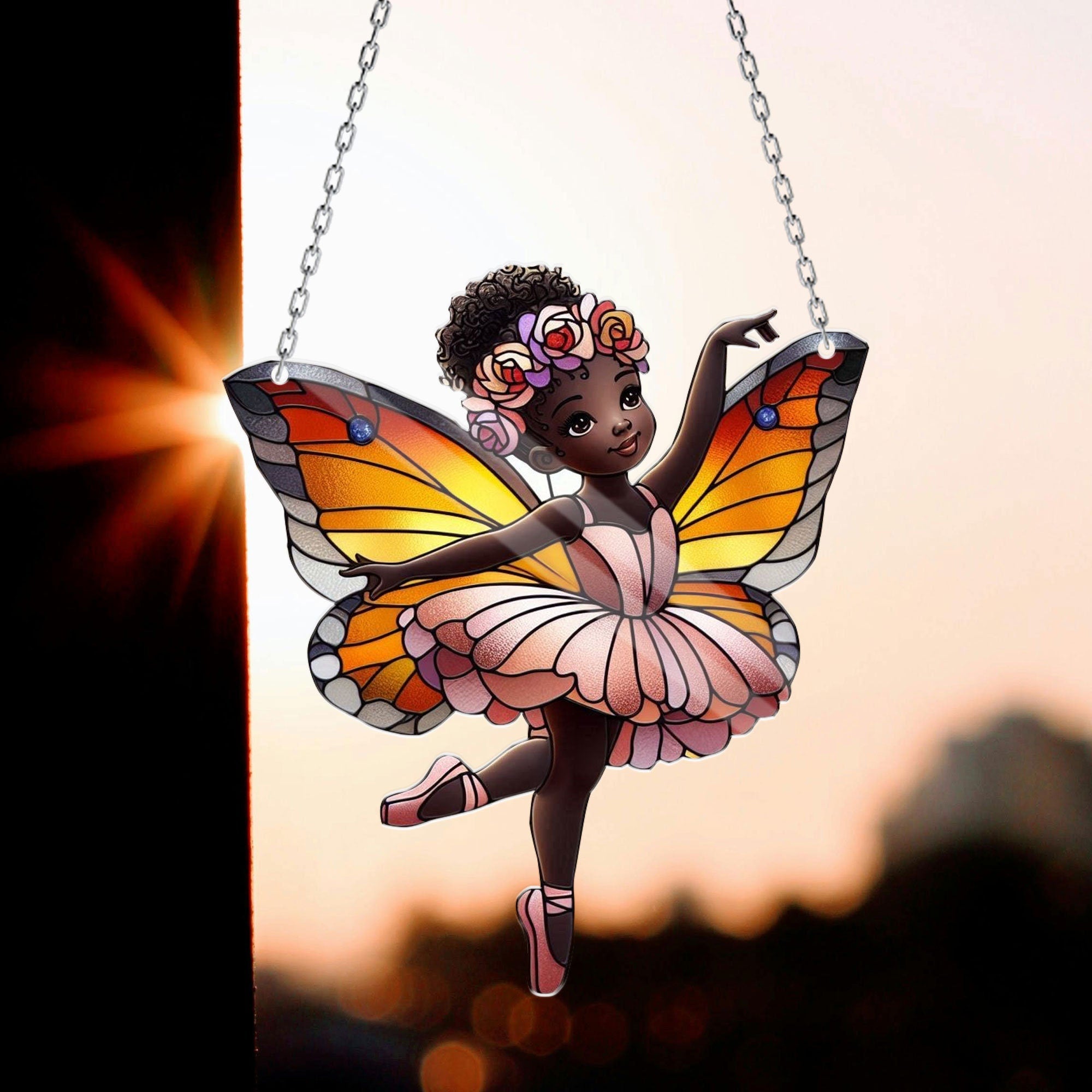 Little Black Girl Ballerina Window Hanging, Ballet Butterly Wings Black Girl Gift, Dance Mom Gift, Ballet ACRYLIC Window Sign, Multi-designs