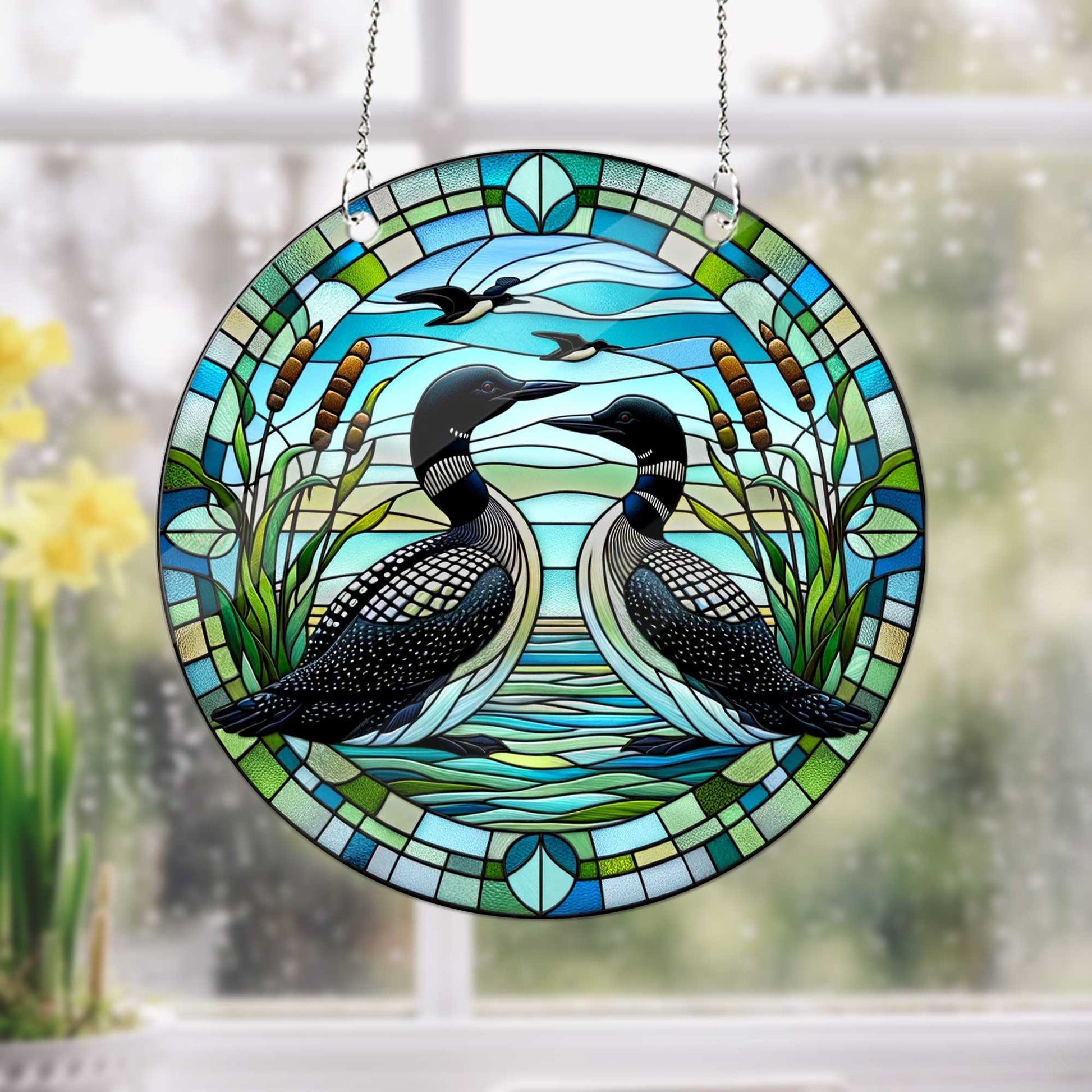 Loon Bird couple ACRYLIC Window Hanging, Wall Art, acrylic Window Hanging, Bird lovers, Kitchen decoration, Bird nerd, Not suncatcher