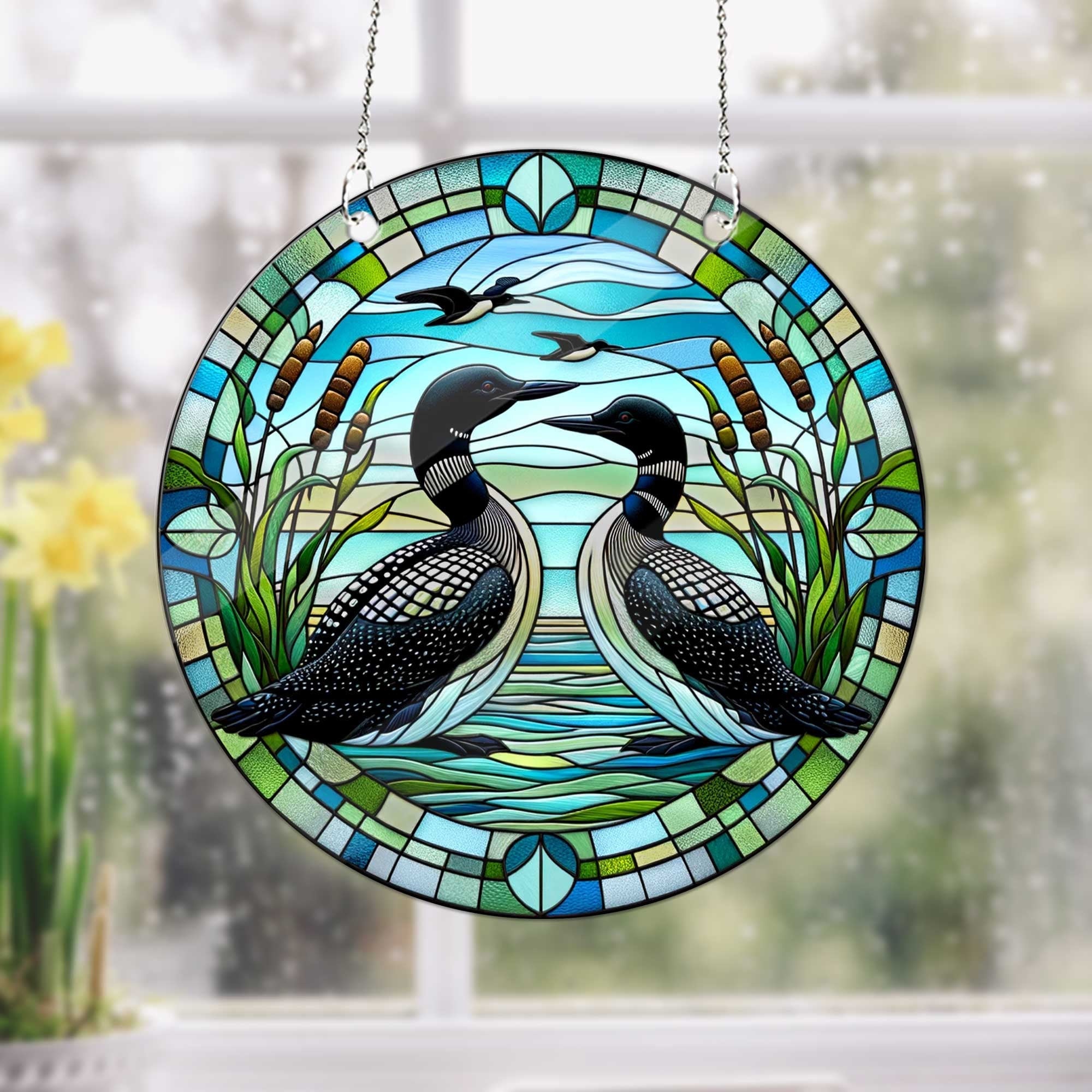 Loon Bird couple ACRYLIC Window Hanging, Wall Art, acrylic Window Hanging, Bird lovers, Kitchen decoration, Bird nerd, Not suncatcher