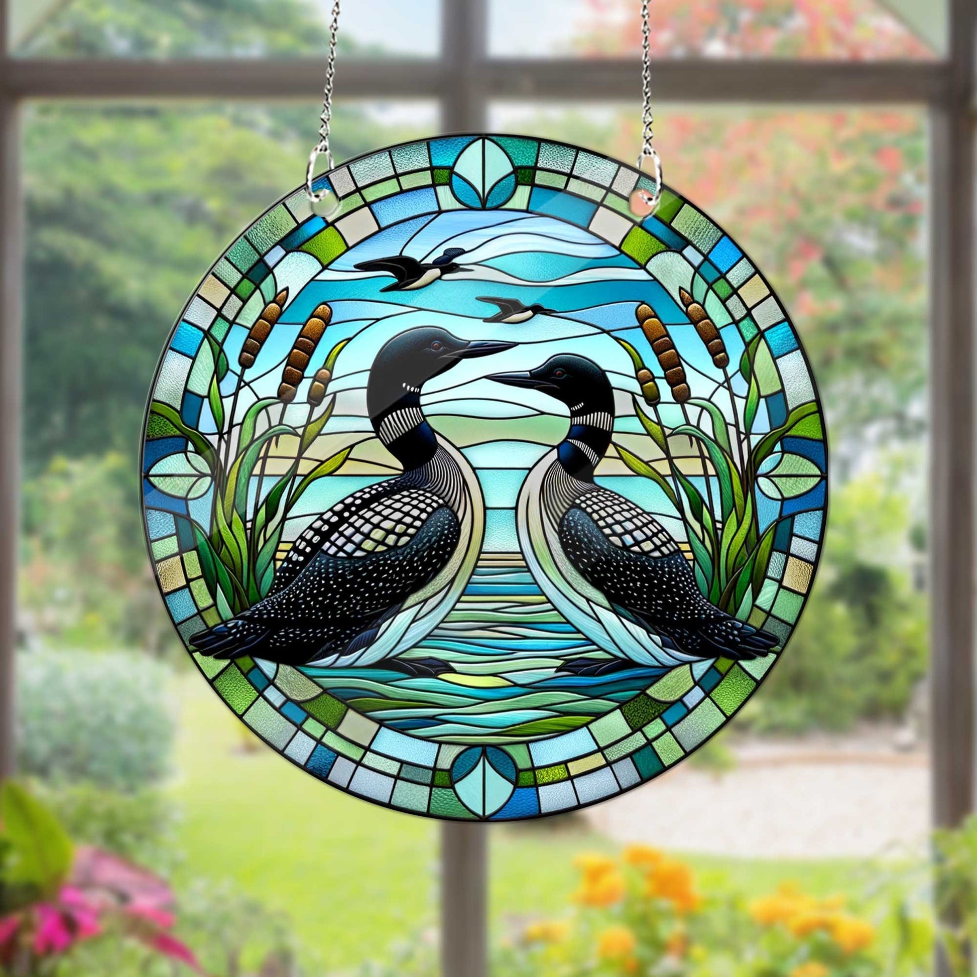 Loon Bird couple ACRYLIC Window Hanging, Wall Art, acrylic Window Hanging, Bird lovers, Kitchen decoration, Bird nerd, Not suncatcher