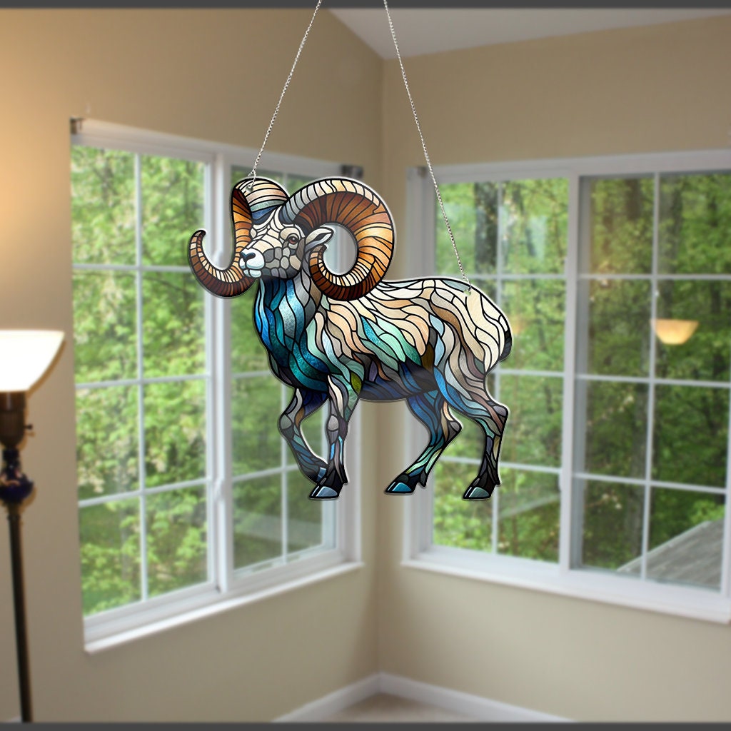 Bighorn Sheep Acrylic Window Hangings, Bighorn Sheep lovers gift, NOT SUNCATCHER, Hunting Gift, Hunter, Nature Art, Wild Animal Home Decor