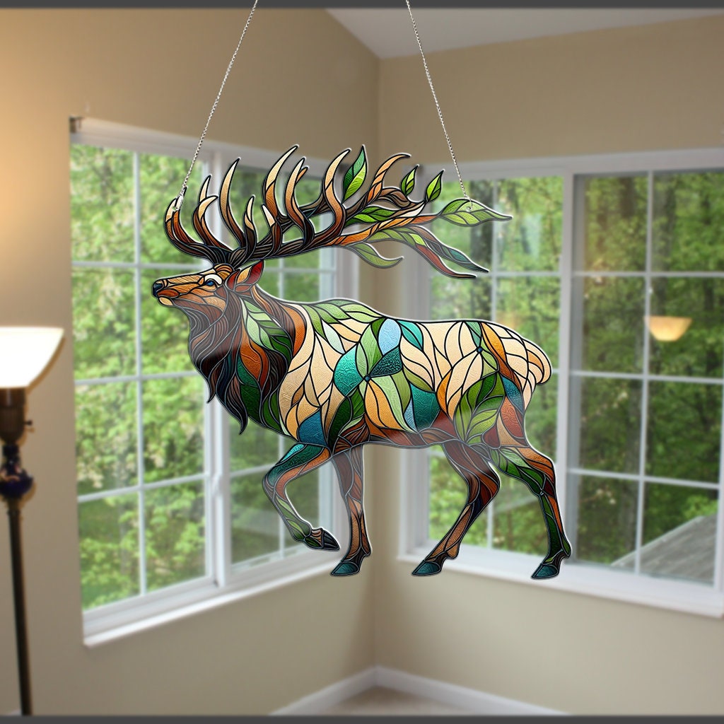 Elk Acrylic Window Hangings, Elk lovers gift, NOT SUNCATCHER, Hunting Gift, Hunter, Nature Art, Wild Animal Home Decor
