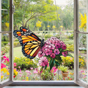 Monarch Butterfly Acrylic Window Hanging, Hydrangea flowers, NOT Suncatcher, Perfect for Home, Garden, Gift For Her, butterfly lovers
