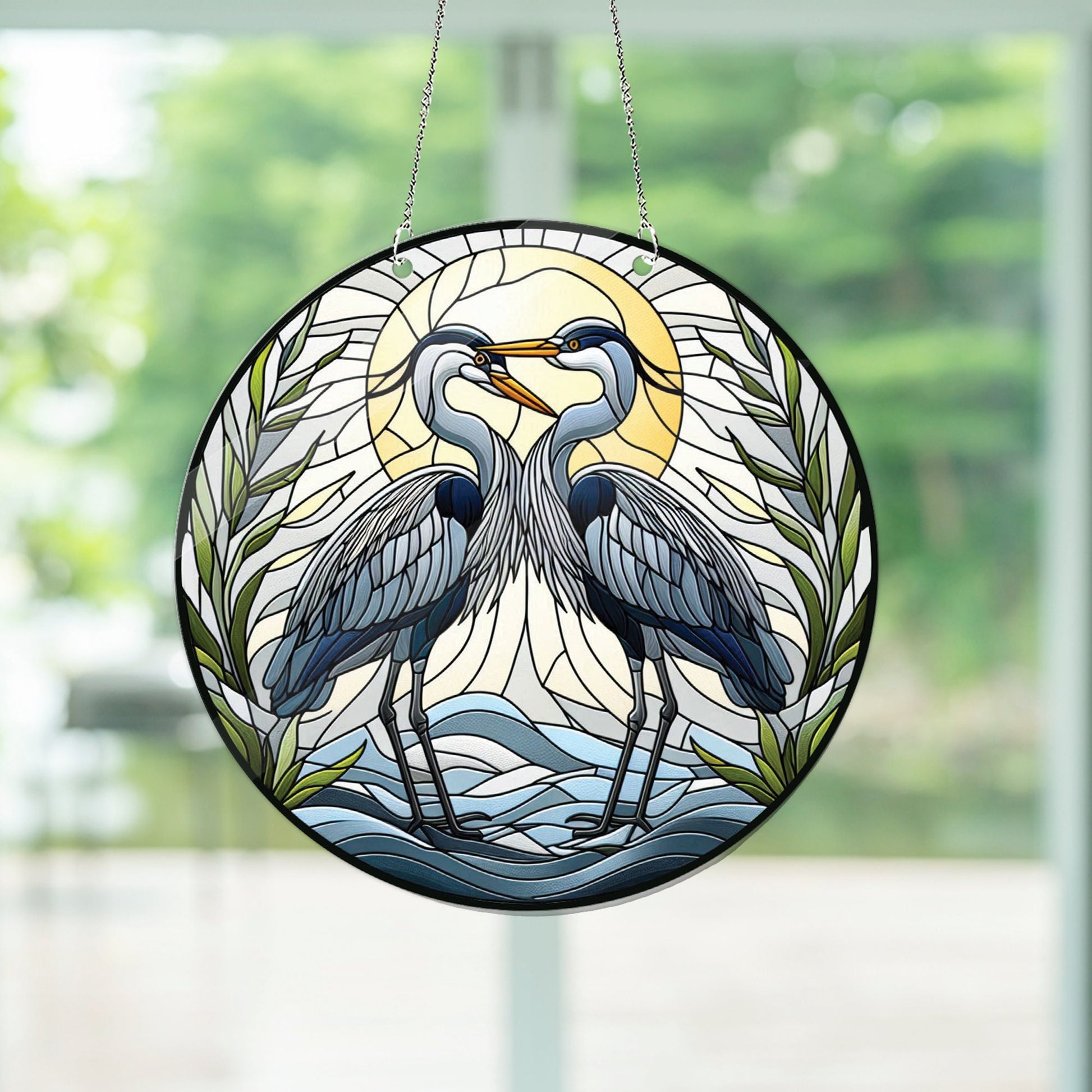Great Blue Heron couple Acrylic Window Hanging, Egret Bird lovers gift, Bird Nerds,couple gift, anniversary gift, Not Suncatcher,