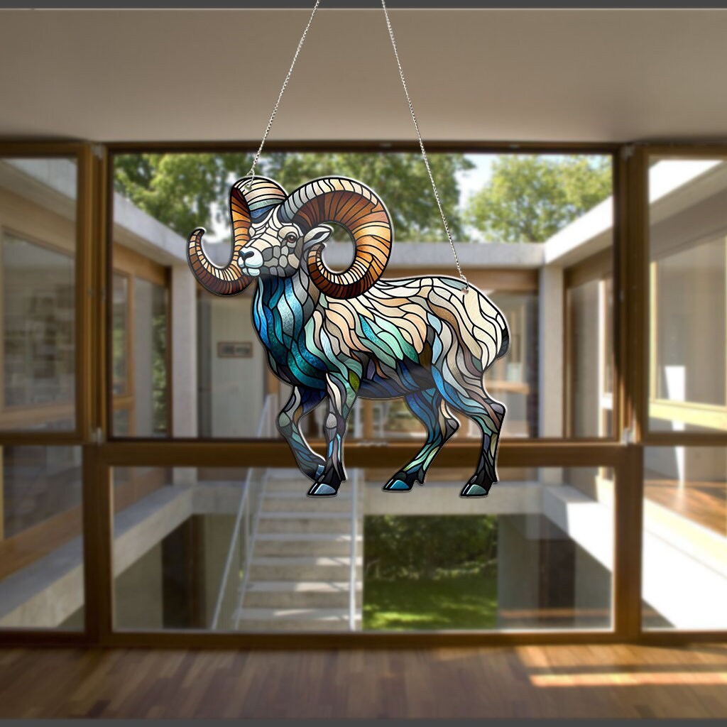 Bighorn Sheep Acrylic Window Hangings, Bighorn Sheep lovers gift, NOT SUNCATCHER, Hunting Gift, Hunter, Nature Art, Wild Animal Home Decor