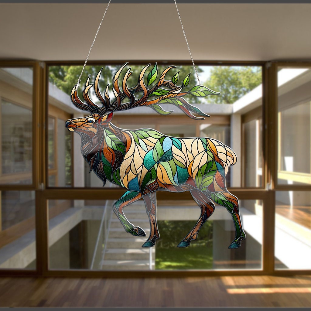 Elk Acrylic Window Hangings, Elk lovers gift, NOT SUNCATCHER, Hunting Gift, Hunter, Nature Art, Wild Animal Home Decor