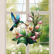 Hummingbird and Hosta Flower ACRYLIC window hanging, Wall Art, Acrylic Window Hanging, NOT suncatcher, Humingbird lovers gift