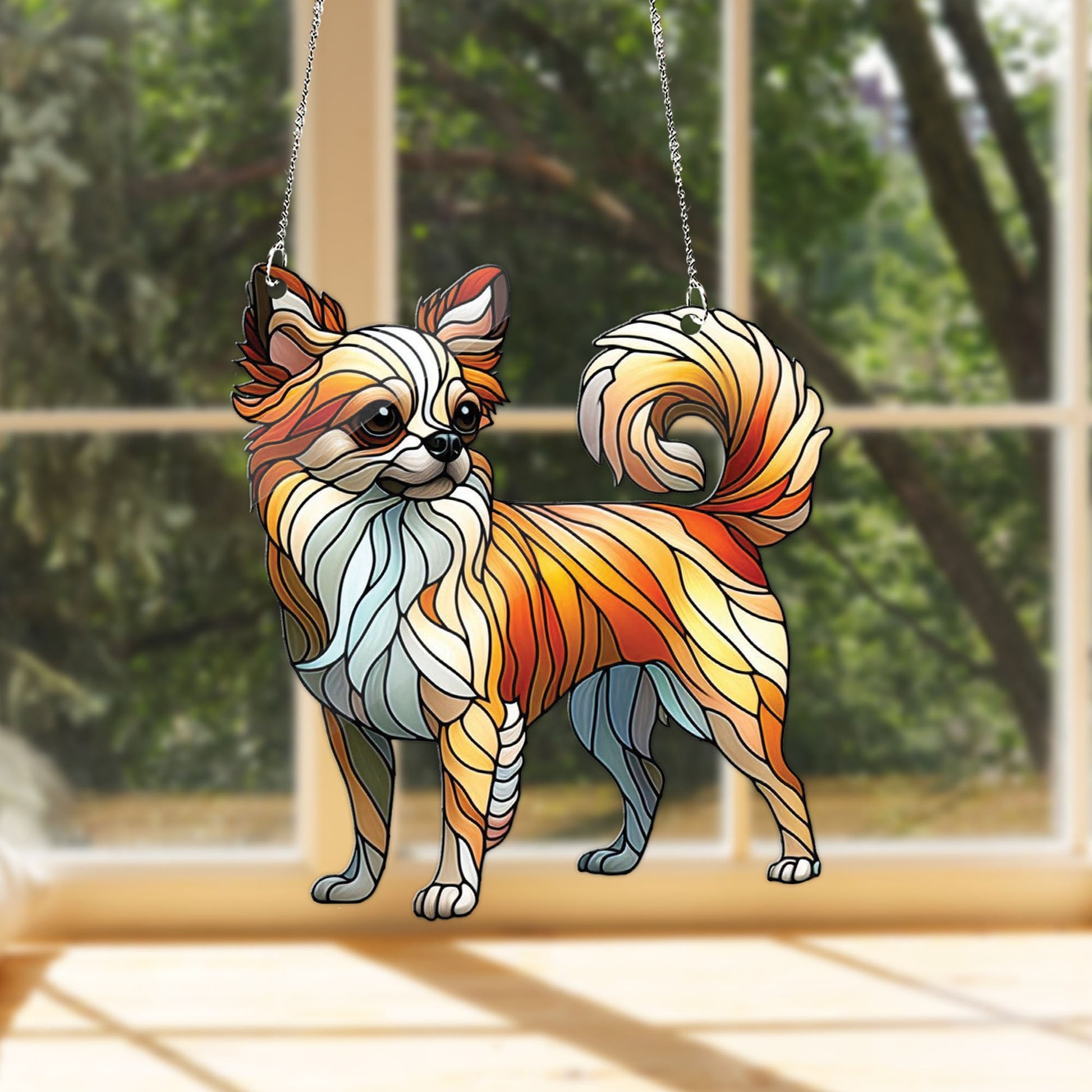 Chihuahua Window Hanging, Dog Mom Gift, Chihuahua memorial, chihuahua ACRYLIC Window Hanging, floral Lover Gift, NOT suncatcher