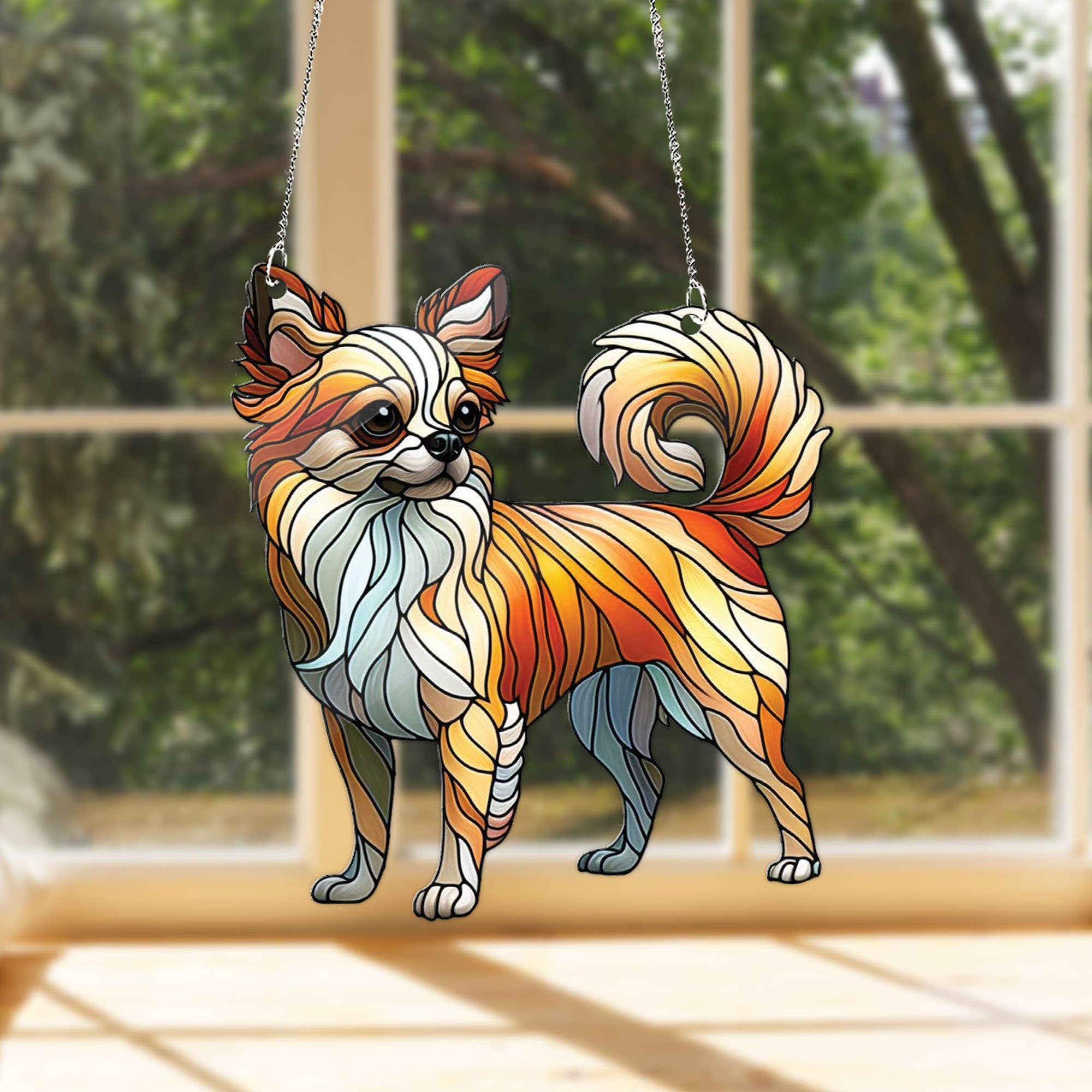 Chihuahua Window Hanging, Dog Mom Gift, Chihuahua memorial, chihuahua ACRYLIC Window Hanging, floral Lover Gift, NOT suncatcher