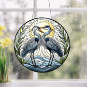 Great Blue Heron couple Acrylic Window Hanging, Egret Bird lovers gift, Bird Nerds,couple gift, anniversary gift, Not Suncatcher,