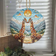 GIRAFFE couple Suncatcher Ornament, Wildlife Home decor, Giraffe lover, couple gift, wedding gift,  NOT glass, Window hanging