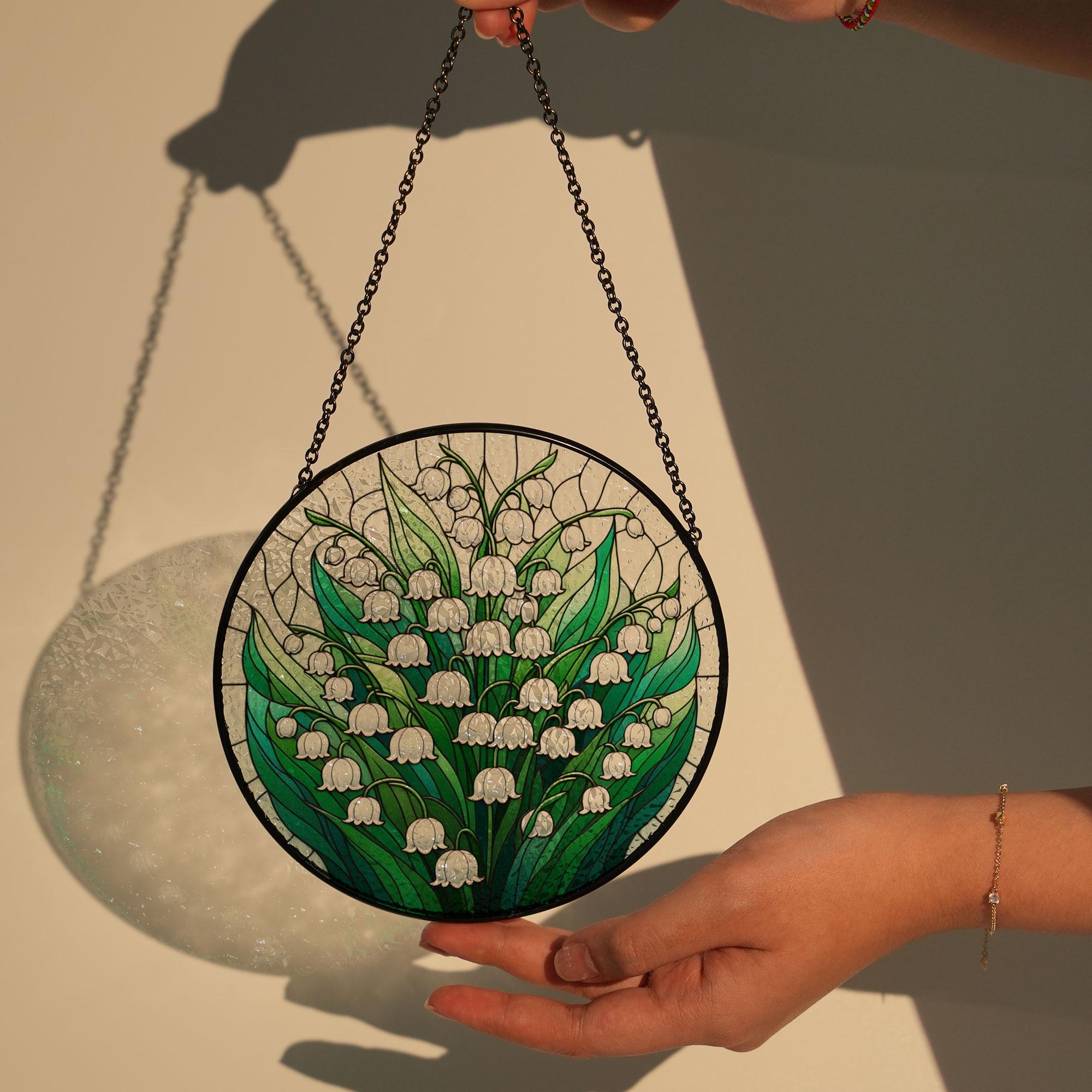 Lily of the valley  GLASS suncatcher Hanging, lily lovers, Window hanging, Suncatcher lily of the valley suncatcher, Housewarming gift