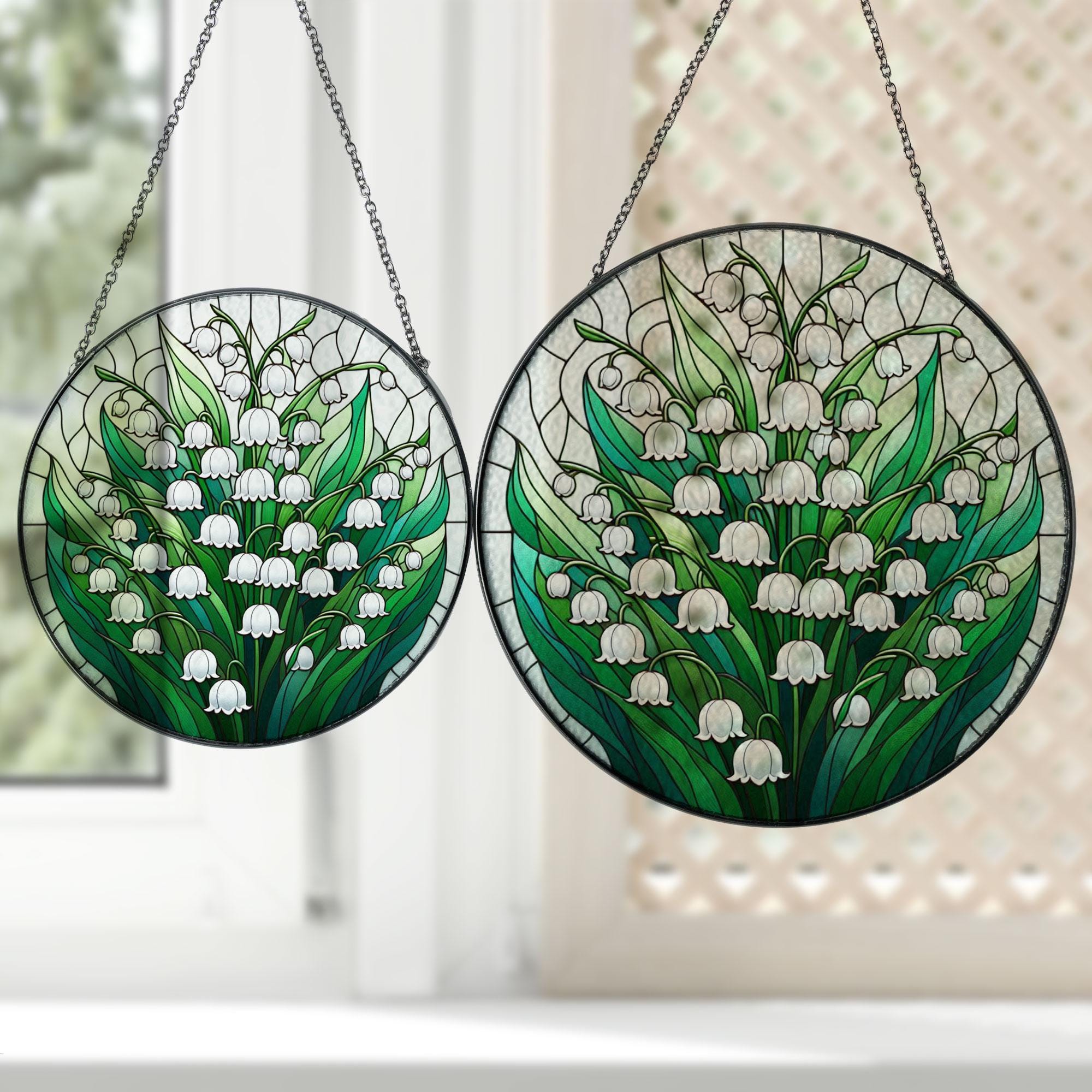 Lily of the valley  GLASS suncatcher Hanging, lily lovers, Window hanging, Suncatcher lily of the valley suncatcher, Housewarming gift