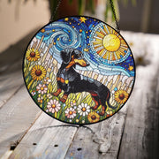 Dachshund In Starry Night GLASS, Dachshund Mom Decor, Dachshund Lover, Dachshund SUNCATCHER, Dog Suncatcher, Dog Lover Gift, Dog Mom