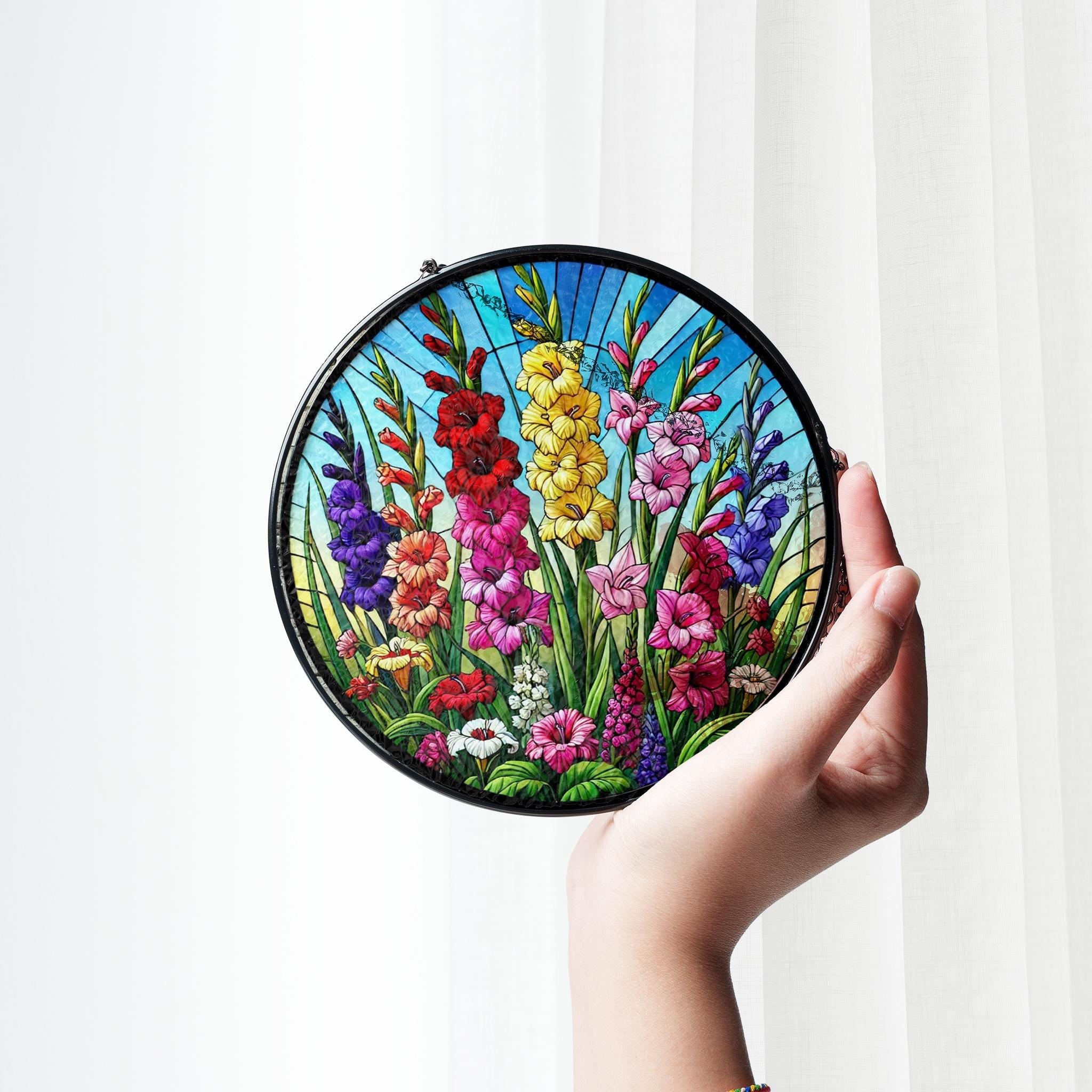 Vibrant Gladiolus Flower GLASS, Flower SUNCATCHER, Flower Home Decor, Gladiolus Decor, Flower Lover Gift, Yard Decor, Gift For Mom
